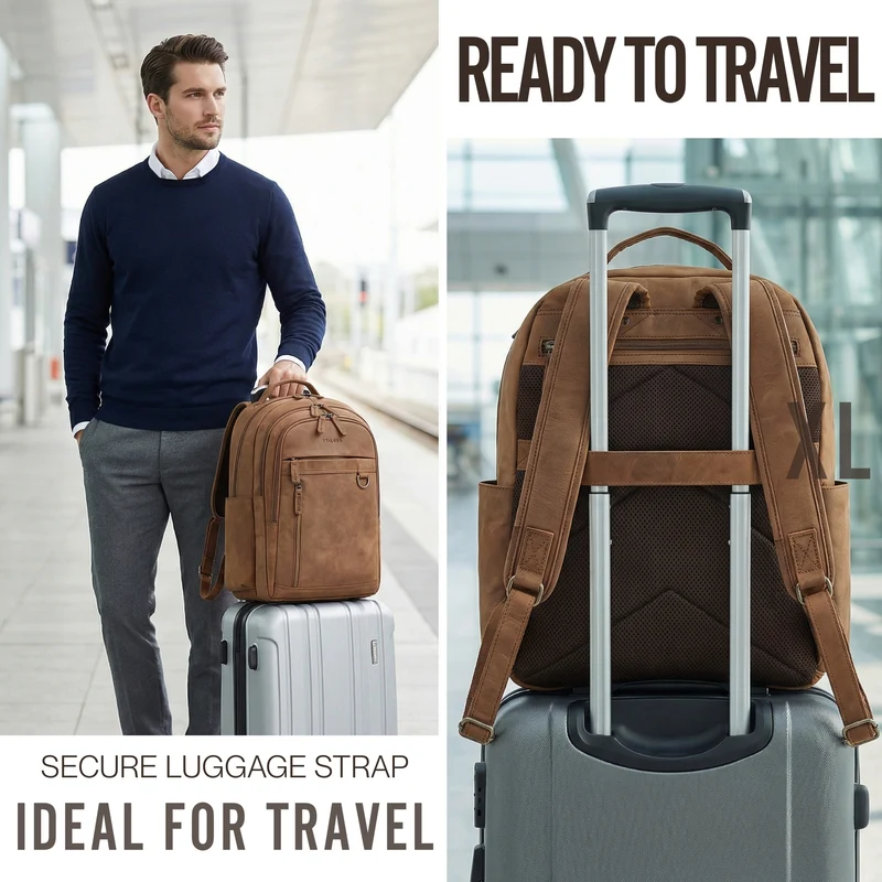 "Eron" Großer Business Rucksack Herren Leder 15,6 - 16 Zoll