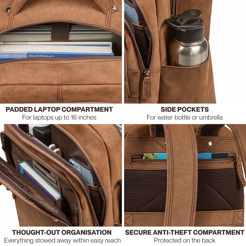 "Eron" Großer Business Rucksack Herren Leder 15,6 - 16 Zoll