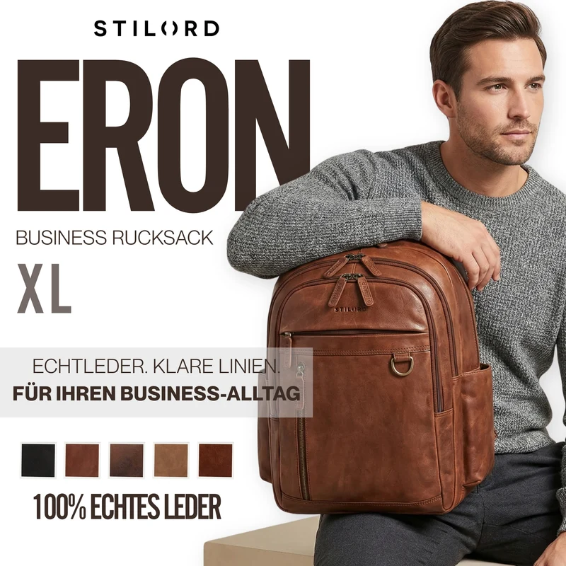 "Eron" Großer Business Rucksack Herren Leder 15,6 - 16 Zoll