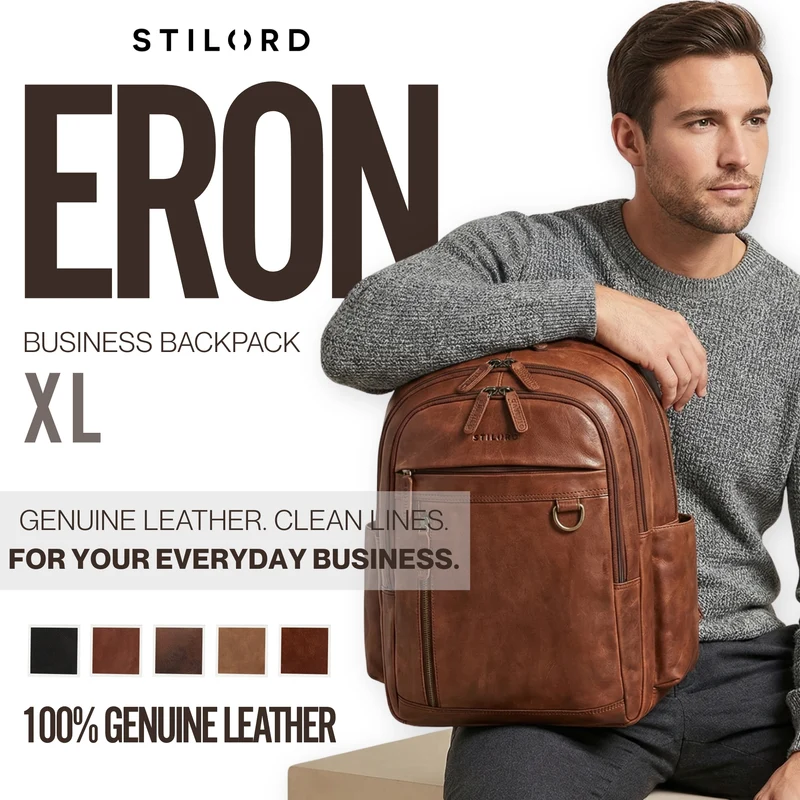 "Eron" Großer Business Rucksack Herren Leder 15,6 - 16 Zoll