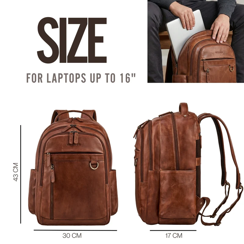 "Eron" Großer Business Rucksack Herren Leder 15,6 - 16 Zoll