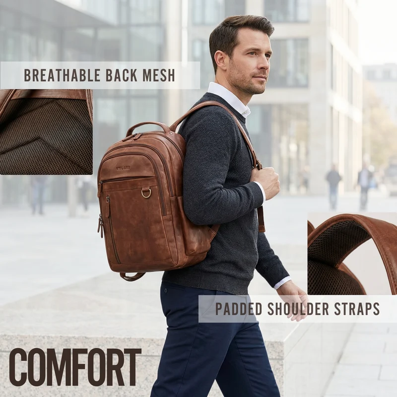 "Eron" Großer Business Rucksack Herren Leder 15,6 - 16 Zoll