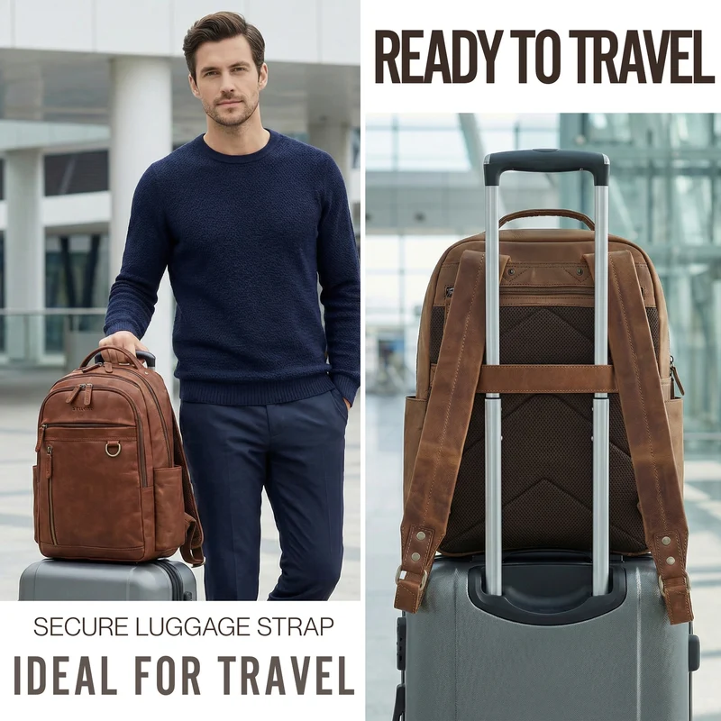 "Eron" Großer Business Rucksack Herren Leder 15,6 - 16 Zoll