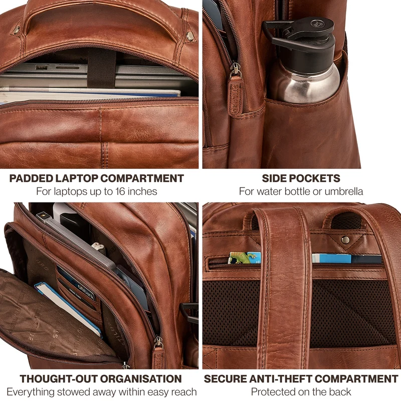 "Eron" Großer Business Rucksack Herren Leder 15,6 - 16 Zoll