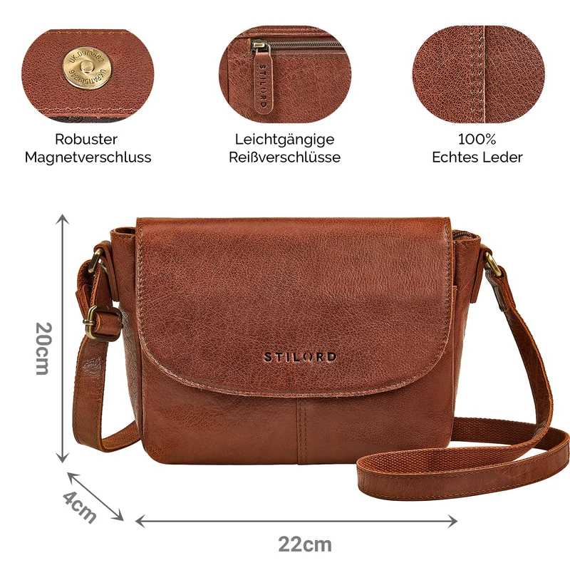B-WARE "Elowen" Stylishe Kleine Echtleder Umhängetasche für Damen