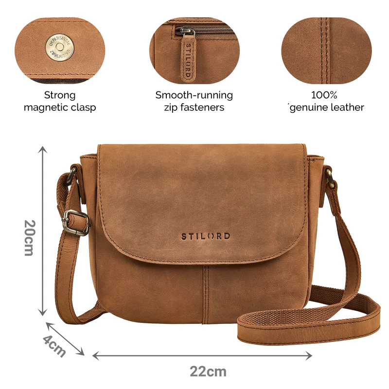 B-WARE "Elowen" Stylishe Kleine Echtleder Umhängetasche für Damen