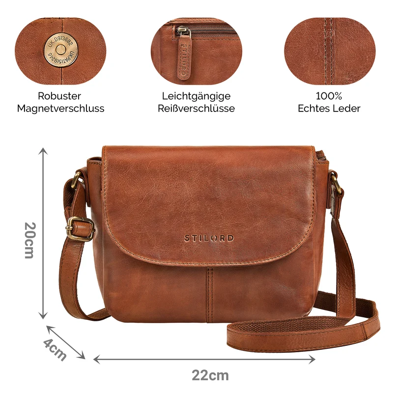 B-WARE "Elowen" Stylishe Kleine Echtleder Umhängetasche für Damen