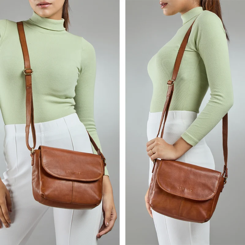B-WARE "Elowen" Stylishe Kleine Echtleder Umhängetasche für Damen