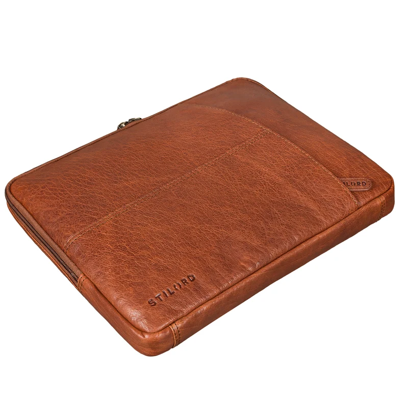 B-WARE "Merkur" Vintage Aktenmappe Laptophülle Leder 13 - 14 Zoll Notebook