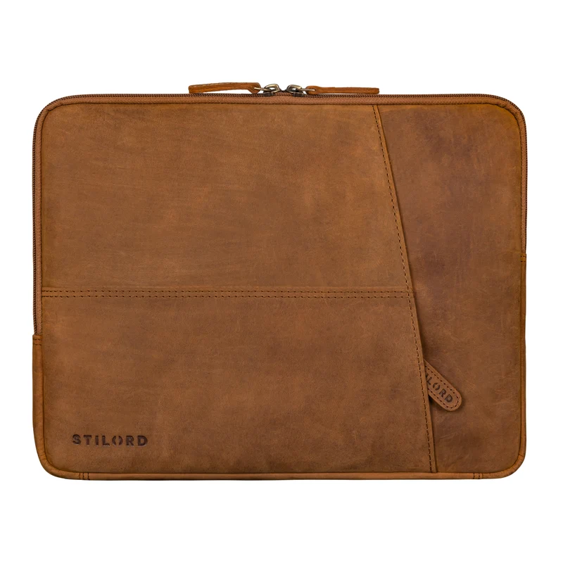 B-WARE "Merkur" Vintage Aktenmappe Laptophülle Leder 13 - 14 Zoll Notebook