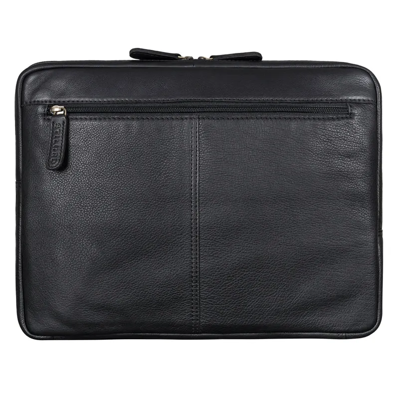 B-WARE "Merkur" Vintage Aktenmappe Laptophülle Leder 13 - 14 Zoll Notebook