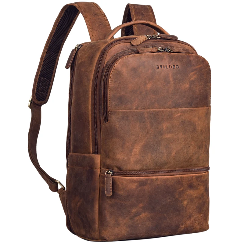 B-WARE "Thore" Luxuriöser Leder Rucksack mit Laptopfach 17 Zoll