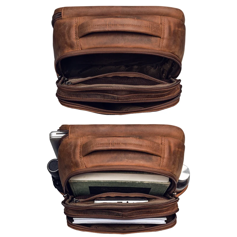 B-WARE "Thore" Luxuriöser Leder Rucksack mit Laptopfach 17 Zoll