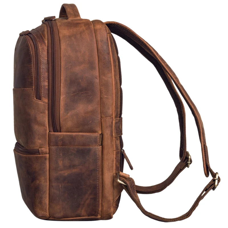 B-WARE "Thore" Luxuriöser Leder Rucksack mit Laptopfach 17 Zoll