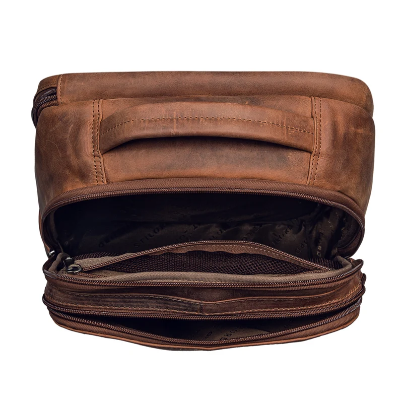B-WARE "Thore" Luxuriöser Leder Rucksack mit Laptopfach 17 Zoll