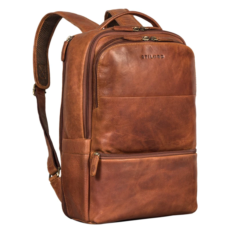 B-WARE "Thore" Luxuriöser Leder Rucksack mit Laptopfach 17 Zoll
