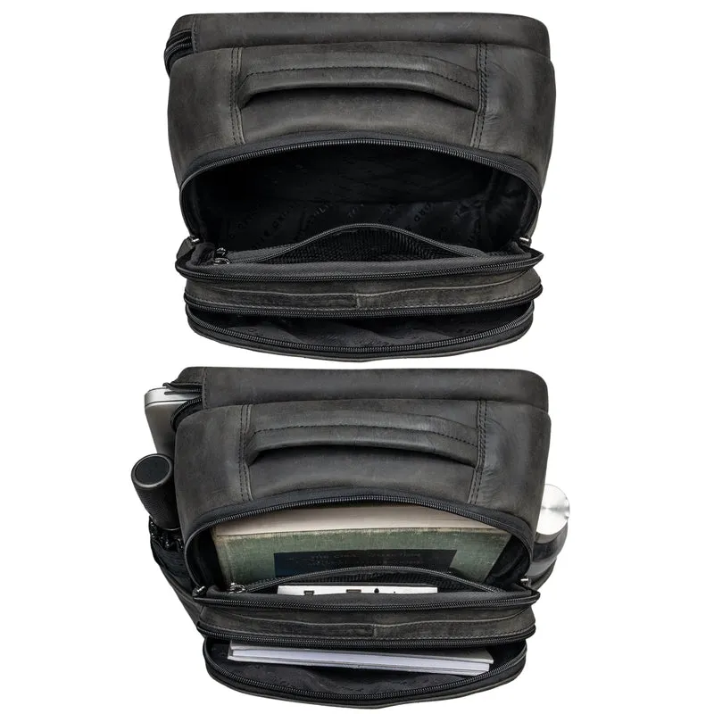 B-WARE "Thore" Luxuriöser Leder Rucksack mit Laptopfach 17 Zoll