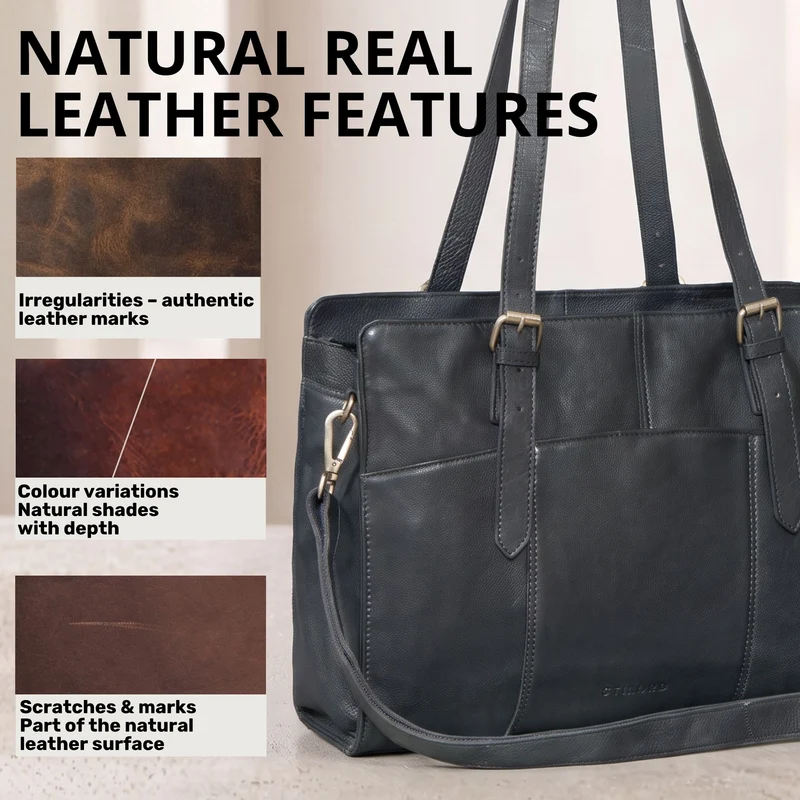 "Michelle" Leder Shopper Tasche Damen Groß 15,6 - 16 Zoll Laptopfach