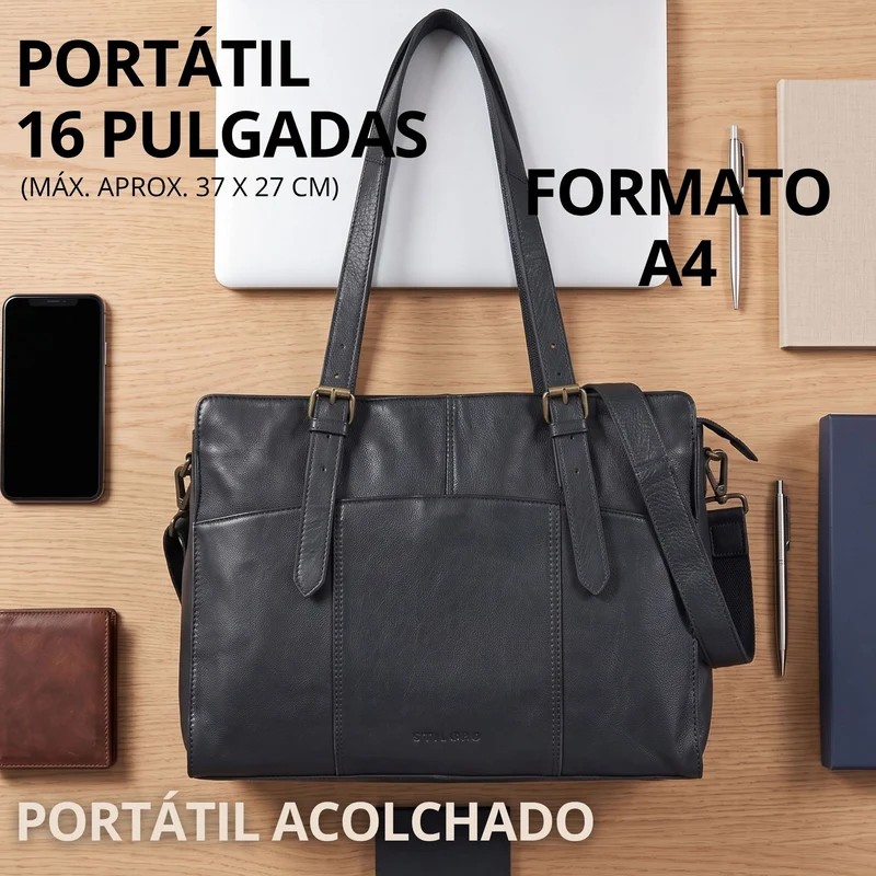 "Michelle" Leder Shopper Tasche Damen Groß 15,6 - 16 Zoll Laptopfach