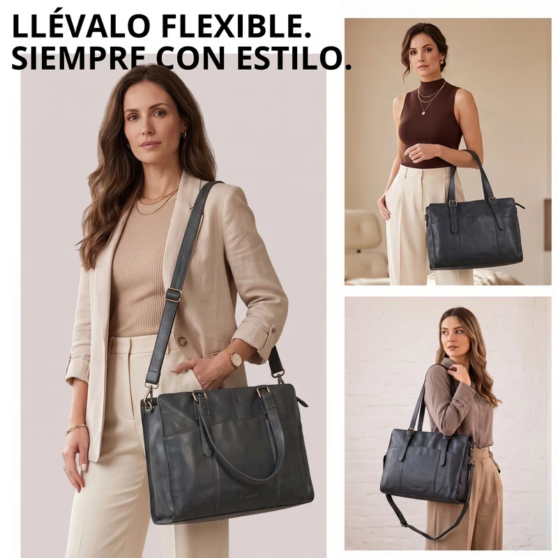 "Michelle" Leder Shopper Tasche Damen Groß 15,6 - 16 Zoll Laptopfach