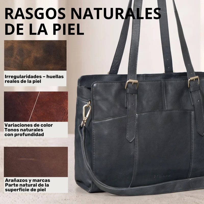 "Michelle" Leder Shopper Tasche Damen Groß 15,6 - 16 Zoll Laptopfach