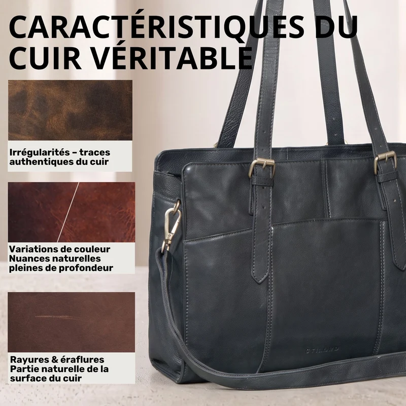"Michelle" Leder Shopper Tasche Damen Groß 15,6 - 16 Zoll Laptopfach