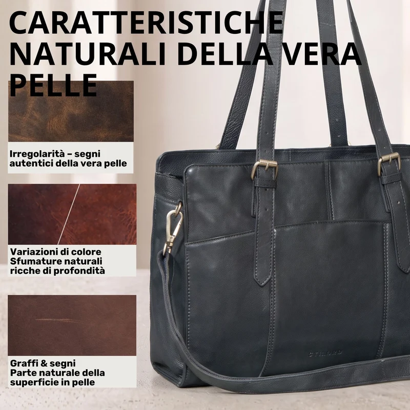 "Michelle" Leder Shopper Tasche Damen Groß 15,6 - 16 Zoll Laptopfach