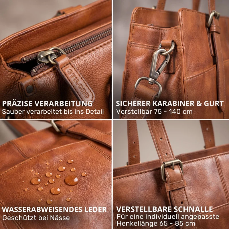"Michelle" Leder Shopper Tasche Damen Groß 15,6 - 16 Zoll Laptopfach