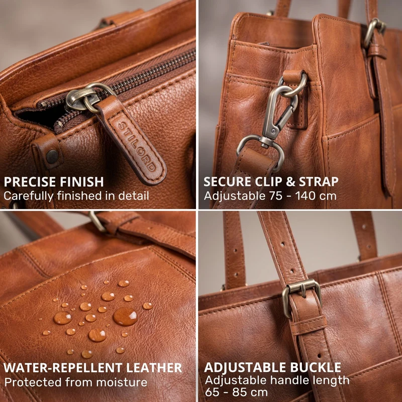 "Michelle" Leder Shopper Tasche Damen Groß 15,6 - 16 Zoll Laptopfach