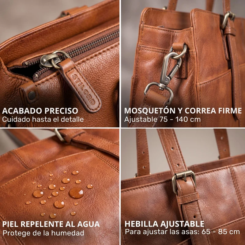 "Michelle" Leder Shopper Tasche Damen Groß 15,6 - 16 Zoll Laptopfach