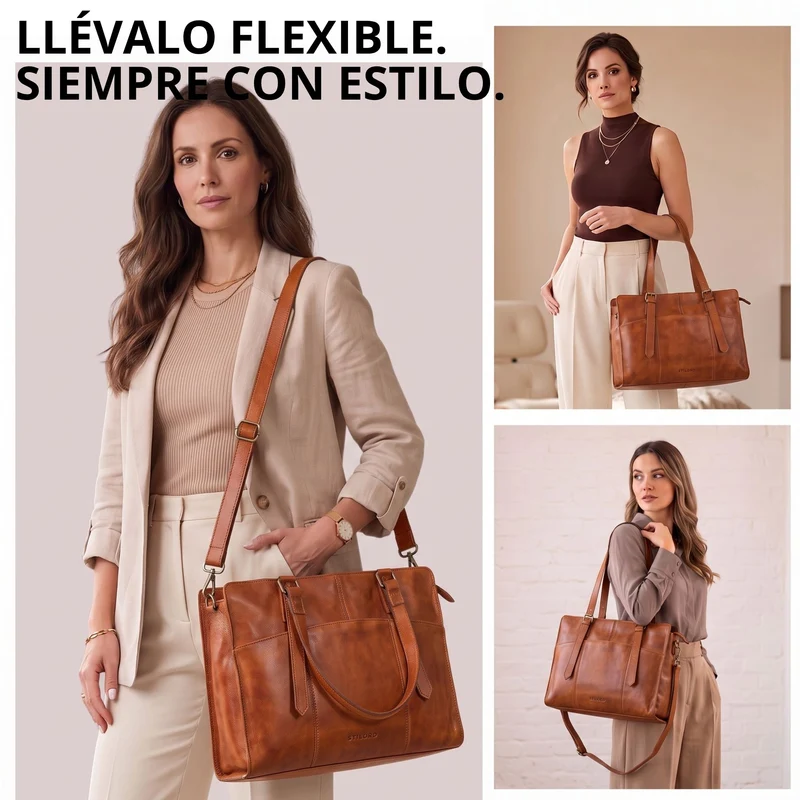 "Michelle" Leder Shopper Tasche Damen Groß 15,6 - 16 Zoll Laptopfach