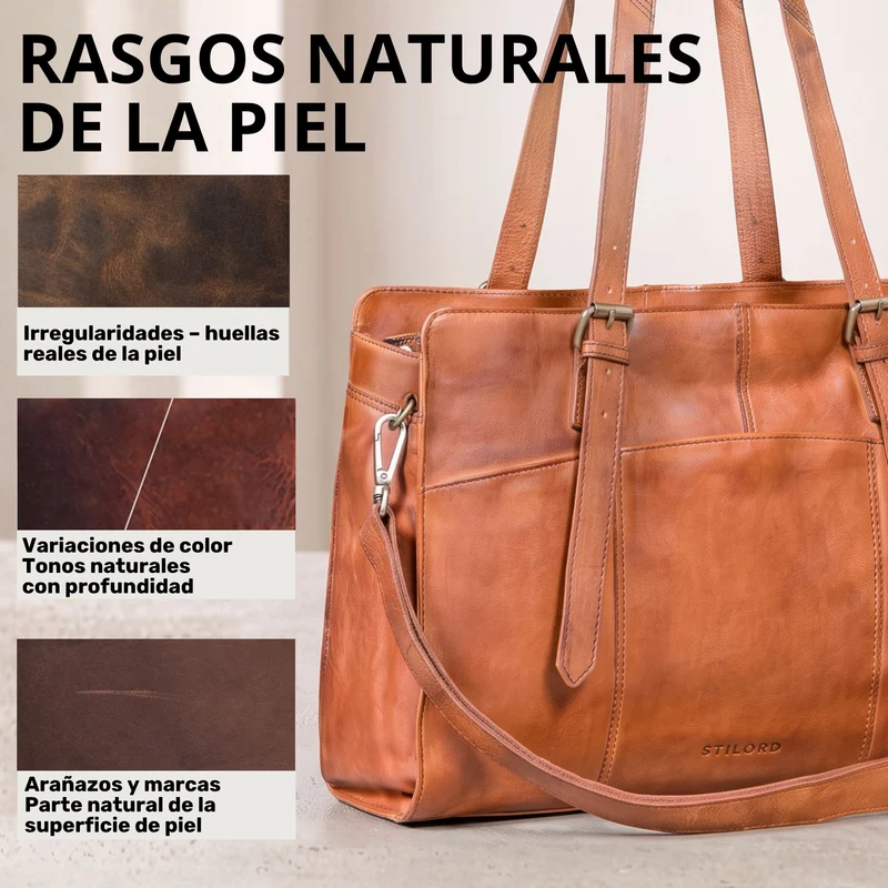 "Michelle" Leder Shopper Tasche Damen Groß 15,6 - 16 Zoll Laptopfach