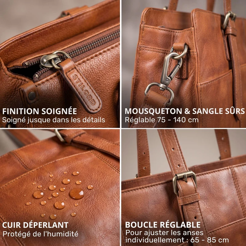 "Michelle" Leder Shopper Tasche Damen Groß 15,6 - 16 Zoll Laptopfach
