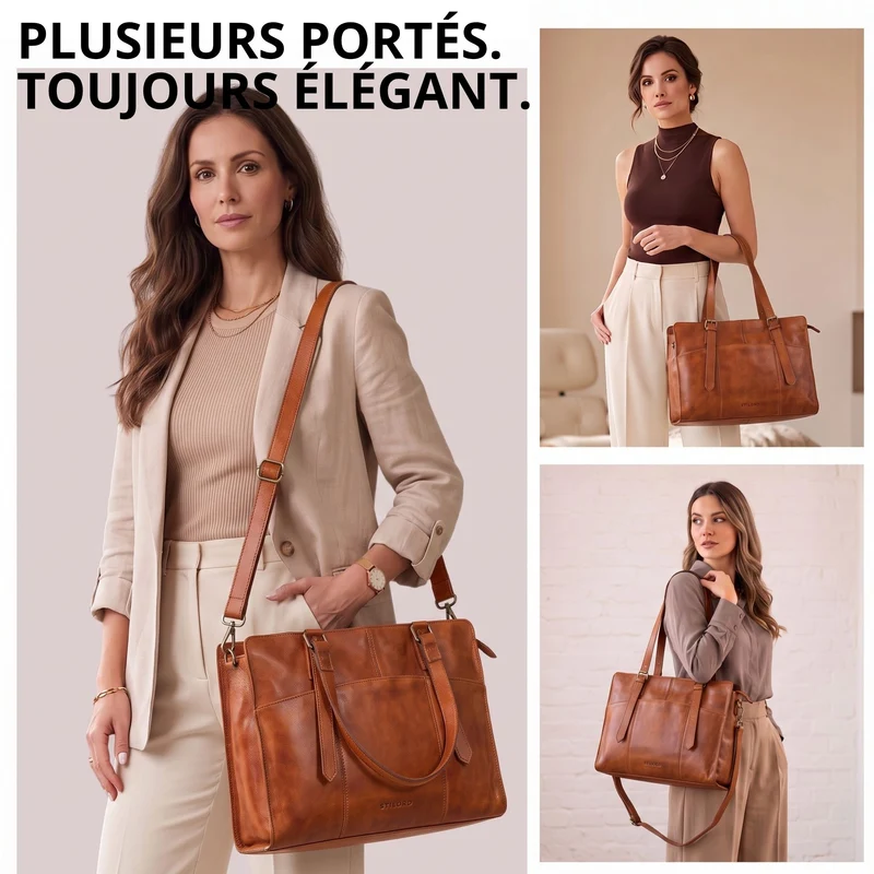 "Michelle" Leder Shopper Tasche Damen Groß 15,6 - 16 Zoll Laptopfach