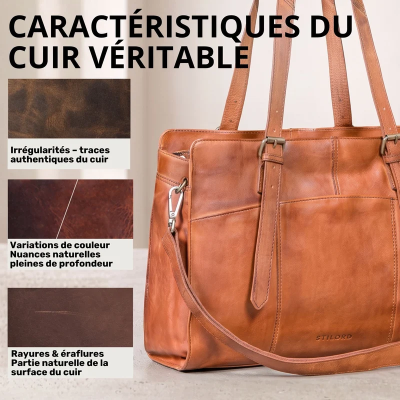 "Michelle" Leder Shopper Tasche Damen Groß 15,6 - 16 Zoll Laptopfach
