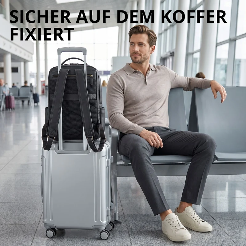 "Aljoscha" Leder Rucksack Herren Groß 15,6 - 17,3 Zoll mit Tabletfach