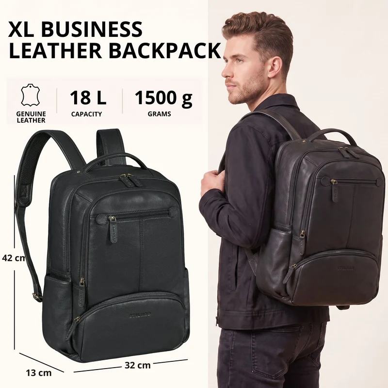 "Aljoscha" Leder Rucksack Herren Groß 15,6 - 17,3 Zoll mit Tabletfach