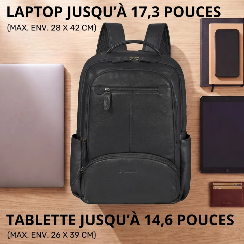 "Aljoscha" Leder Rucksack Herren Groß 15,6 - 17,3 Zoll mit Tabletfach