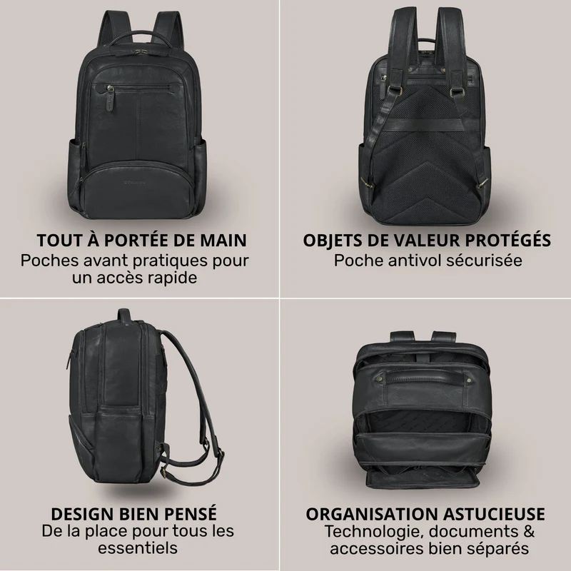 "Aljoscha" Leder Rucksack Herren Groß 15,6 - 17,3 Zoll mit Tabletfach