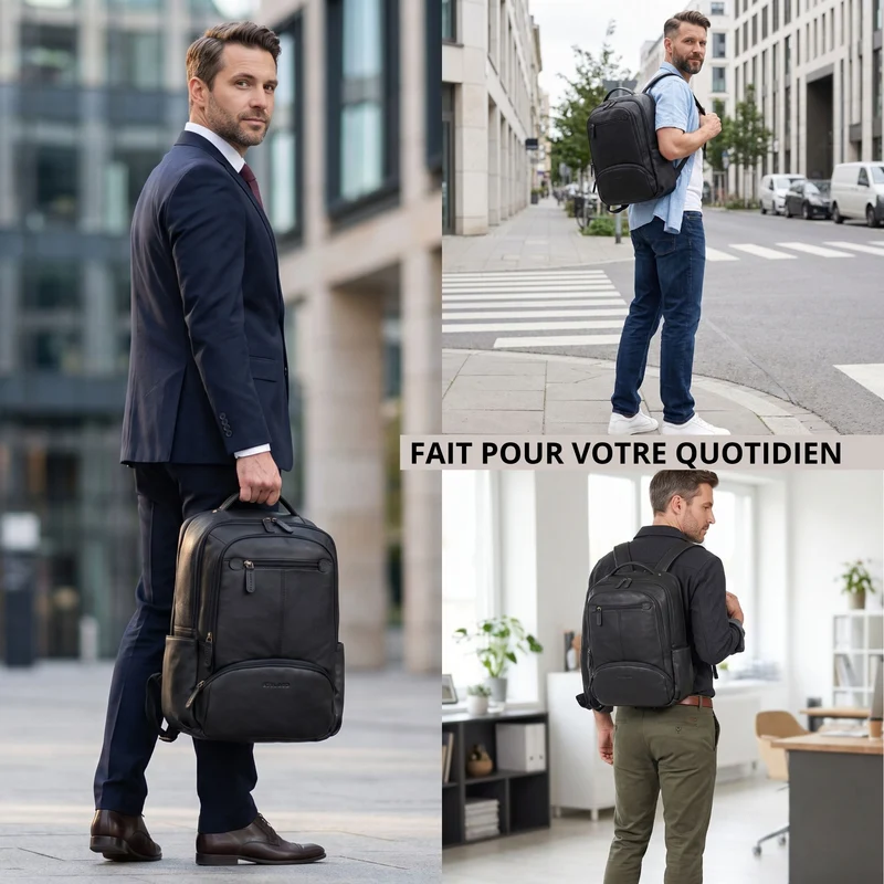 "Aljoscha" Leder Rucksack Herren Groß 15,6 - 17,3 Zoll mit Tabletfach