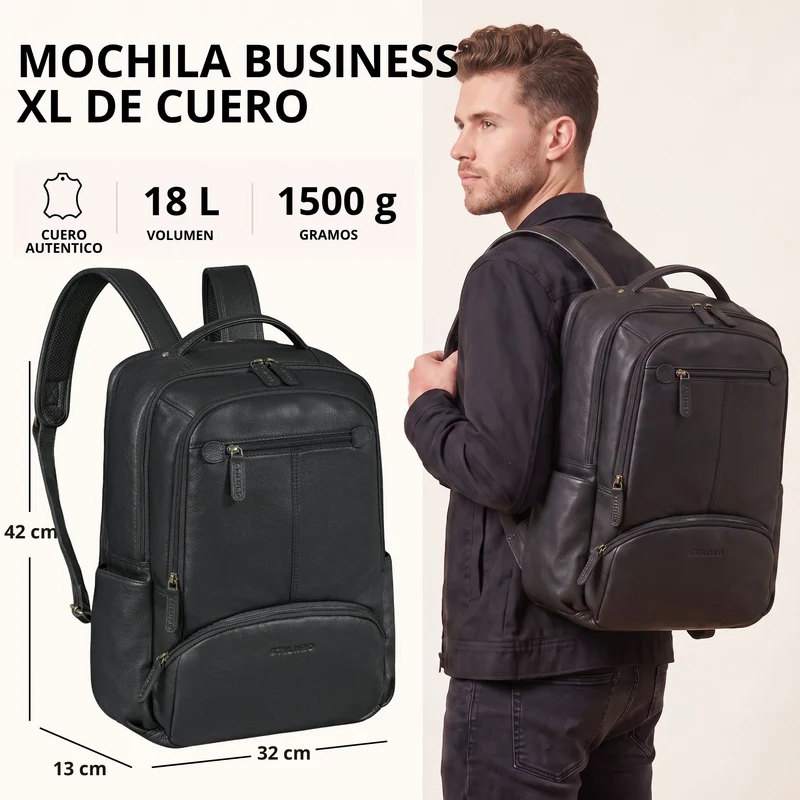 "Aljoscha" Leder Rucksack Herren Groß 15,6 - 17,3 Zoll mit Tabletfach