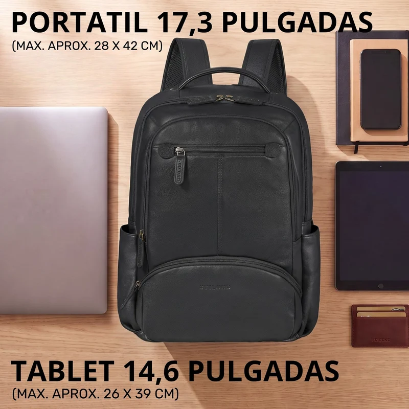 "Aljoscha" Leder Rucksack Herren Groß 15,6 - 17,3 Zoll mit Tabletfach