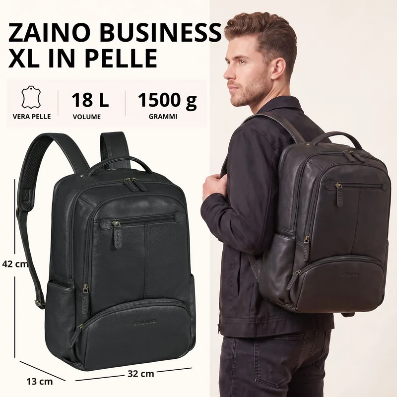 "Aljoscha" Leder Rucksack Herren Groß 15,6 - 17,3 Zoll mit Tabletfach