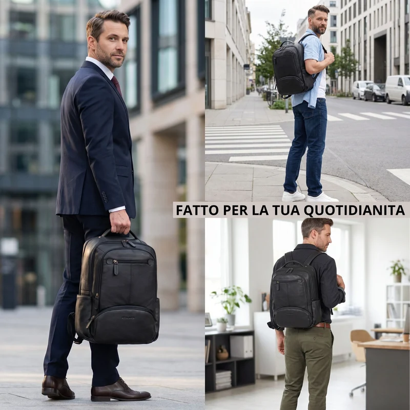 "Aljoscha" Leder Rucksack Herren Groß 15,6 - 17,3 Zoll mit Tabletfach