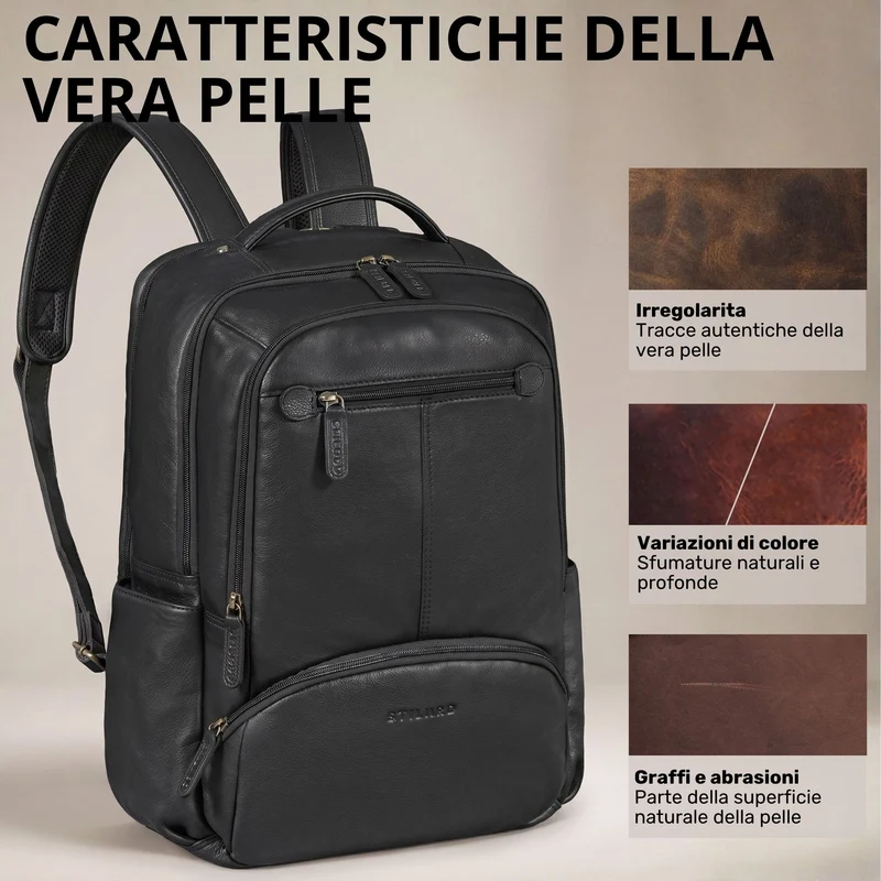 "Aljoscha" Leder Rucksack Herren Groß 15,6 - 17,3 Zoll mit Tabletfach