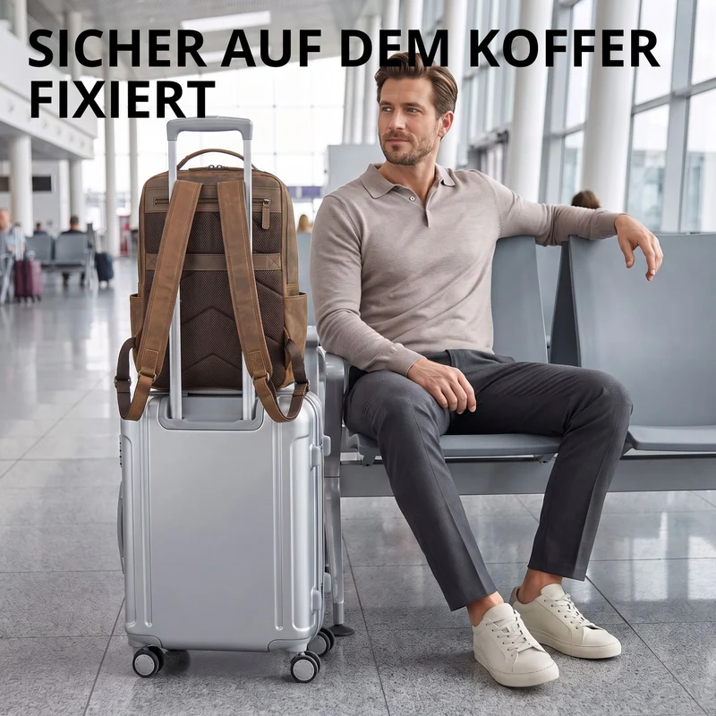 "Aljoscha" Leder Rucksack Herren Groß 15,6 - 17,3 Zoll mit Tabletfach