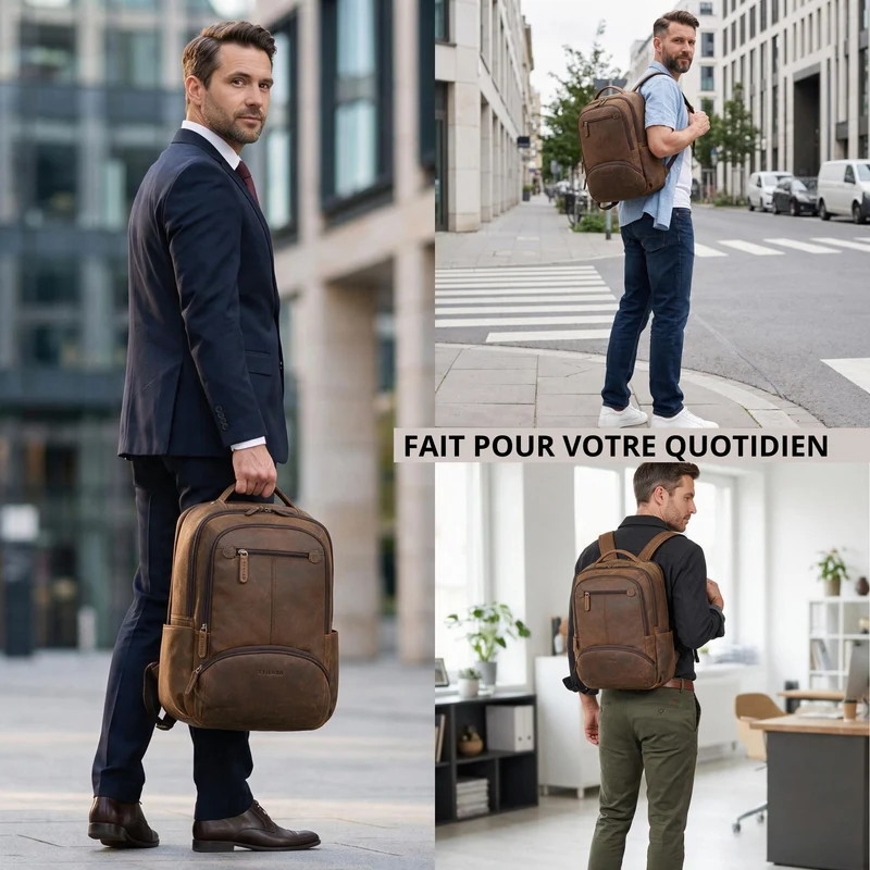 "Aljoscha" Leder Rucksack Herren Groß 15,6 - 17,3 Zoll mit Tabletfach