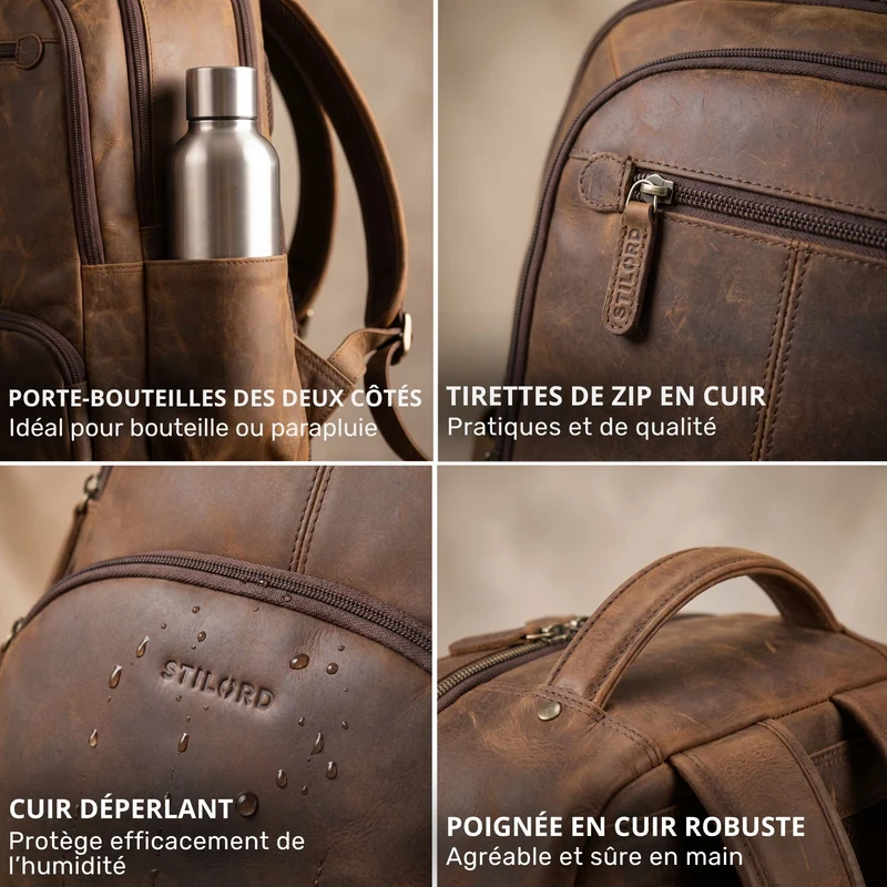 "Aljoscha" Leder Rucksack Herren Groß 15,6 - 17,3 Zoll mit Tabletfach