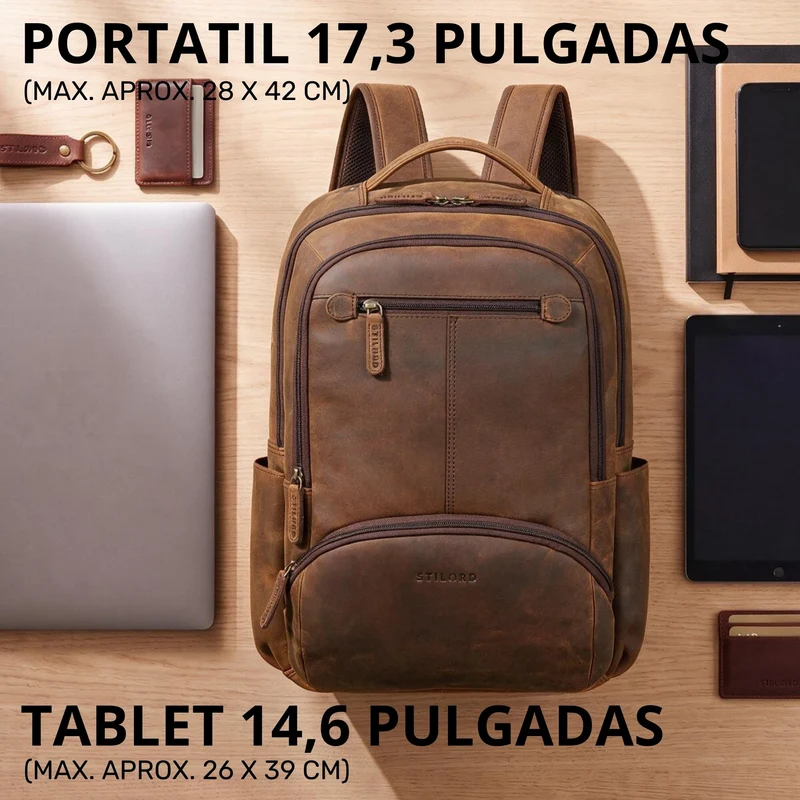 "Aljoscha" Leder Rucksack Herren Groß 15,6 - 17,3 Zoll mit Tabletfach