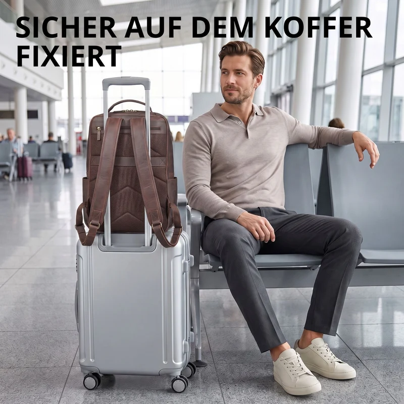 "Aljoscha" Leder Rucksack Herren Groß 15,6 - 17,3 Zoll mit Tabletfach